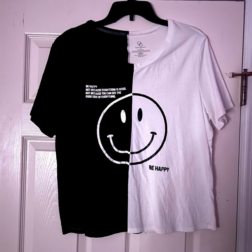 half black half white cropped shirt